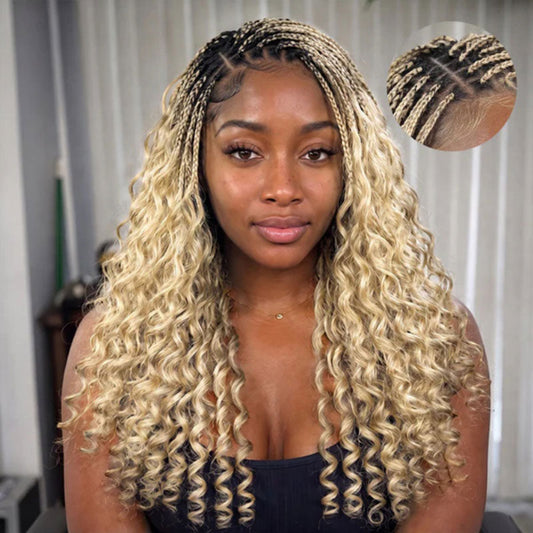#613 Honey Blonde Burmese Curly Crochet Braid Human Hair Extensions Leight Feather Soft Colored Hair Burmese Curly Braid Hair For Boho Braid