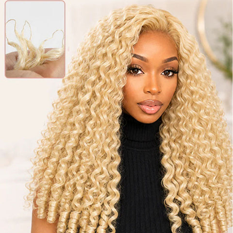 #613 Honey Blonde Burmese Curly Crochet Braid Human Hair Extensions Leight Feather Soft Colored Hair Burmese Curly Braid Hair For Boho Braid