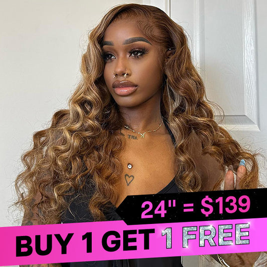 VSHOW Body Wave 4/27 Highlights Human Hair Wig 7x5 Pre Cut Lace  Wigs For Women