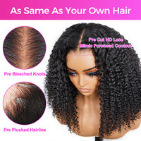 VSHOW Straight Human Hair Wigs 7x5 Pre Cut HD Lace Wear Go Wigs With Bleached Knots