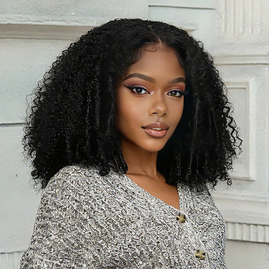 Vshow Layered Cut Afro Curly Wig With Finger Curly At Side 7x5 Pre Cut Lace Wear Go Glueless Wigs