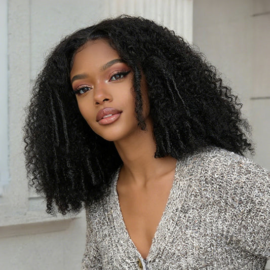 Vshow Layered Cut Afro Curly Wig With Finger Curly At Side 7x5 Pre Cut Lace Wear Go Glueless Wigs