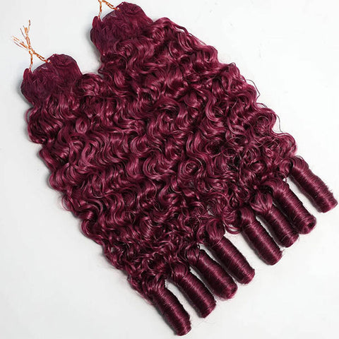 99j Burgundy Color Burmese Curly Crochet Braid Hair Feather Soft Light Weight 50g/pack