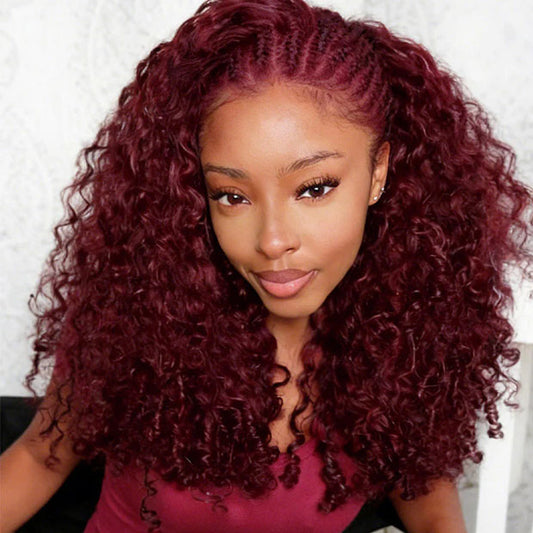 99j Burgundy Color Burmese Curly Crochet Braid Hair Feather Soft Light Weight 50g/pack