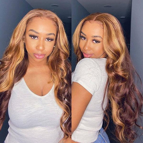 VSHOW Body Wave 4/27 Highlights Human Hair Wig 13x4 Lace Front Wigs For Women