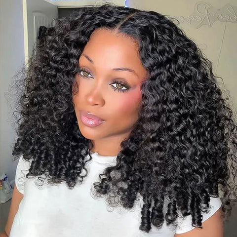 Bleached Knots Burmese Curly Hair 10x6 Pre Cut Lace Wear Go Glueless Human Hair Wigs