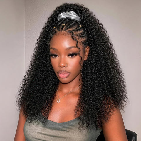 Vshow Afro Curly Virgin Human Hair Ponytail With Drawatring Curly Hair Ponytails Human Hair Extensions For Black Women