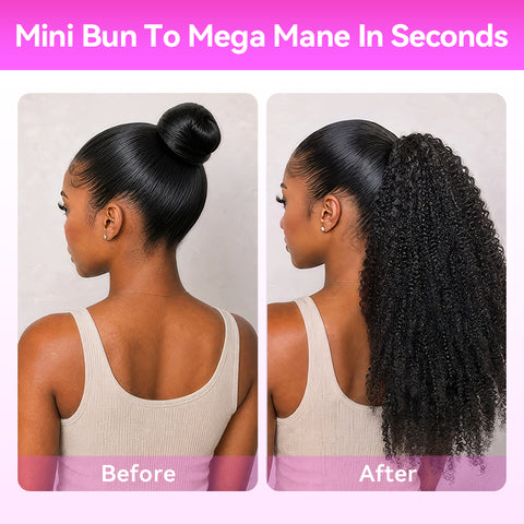 Vshow Afro Curly Virgin Human Hair Ponytail With Drawatring Curly Hair Ponytails Human Hair Extensions For Black Women