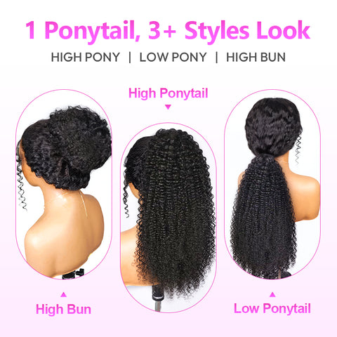 Vshow Afro Curly Virgin Human Hair Ponytail With Drawatring Curly Hair Ponytails Human Hair Extensions For Black Women