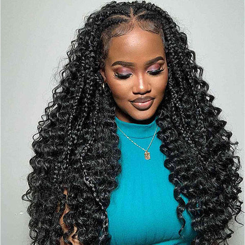 Knotless Crochet Human Hair Deep Wave Pre Separated Crochet Hair Extensions Curly Human Hair Weaving
