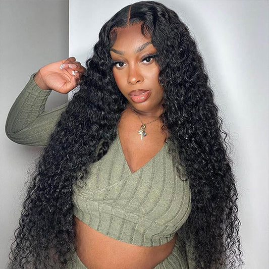 VSHOW Deep Wave 13X4 13X6 Pre Cut Lace Glueless Human Hair Wigs With Drawstring