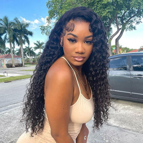 Bleached Knots Deep Wave 9x6 T Part Human Hair Glueless Wigs With Adjustable Drawstring