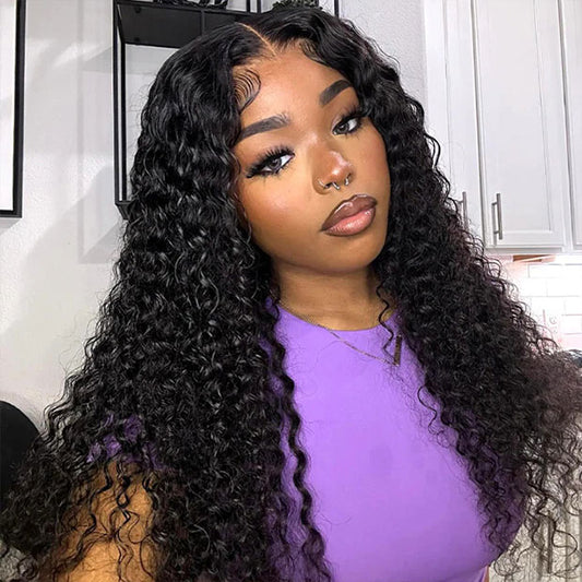 VSHOW Deep Wave 13X4 13X6 Pre Cut Lace Glueless Human Hair Wigs With Drawstring