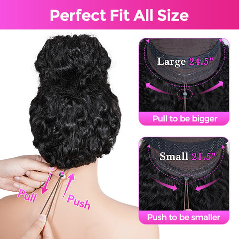 VSHOW Kinky Curly Ear To Ear Wear Go Glueless Human Hair Wigs Bleached Knots 13x6 Pre Cut Lace Front Wigs With Drawstring