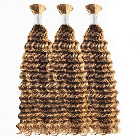 Ombre Highlight Deep Wave Hair Bulk For Boho Braiding Human Hair Styles No Weft Curly Hair Weaving