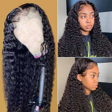 Clearance Sale Deep Wave 13x4 Lace Front Human Hair Wigs Transparent Lace Curly Hair Wigs
