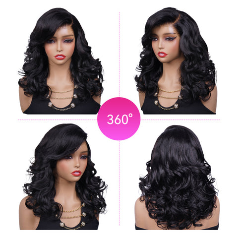 C Part Design Body Wave Wigs Layered Cut Yaki Body Pre Cut 10x6 HD Lace Wear Go Glueless Wigs Face Framing Curtain Bangs