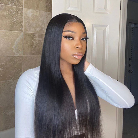 Clearance Sale Straight Human Hair 4x4 Lace Closure Wigs Transparent Lace Natural Hairline