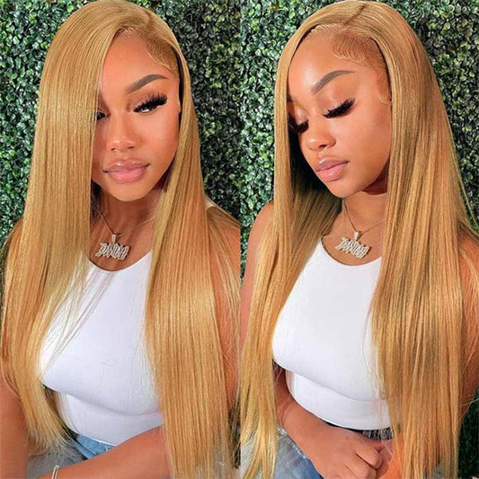 Vshow #27 Honey Blonde Straight Hair Wear Go Glueless Wigs Pre-cut Lace Pre-Plucked Hairline