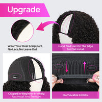 VSHOW Glueless Wigs V Part Wig Human Hair Kinky Curly Hair Wig Beginner Friendly