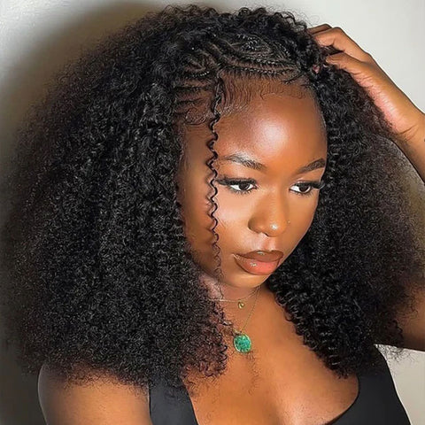 Afro Curly Crochet Human Hair For Braid Pre Separated Knotless Hair Extensions Reuseable Feather Crochet Hair