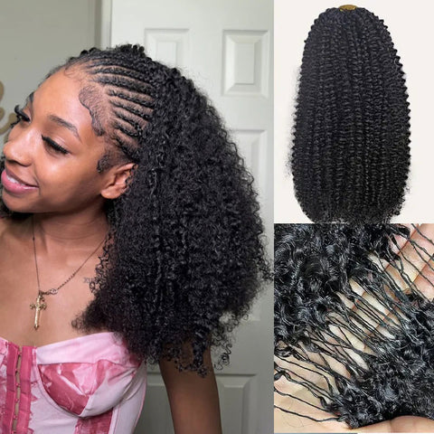 Afro Curly Crochet Human Hair For Braid Pre Separated Knotless Hair Extensions Reuseable Feather Crochet Hair