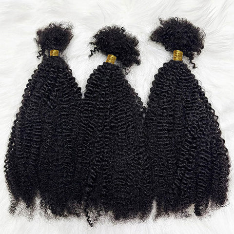 No Weft Afro Curly Hair Bulk Knotless Human Braiding Hair Unprocessed Virgin Human Hair Weaving