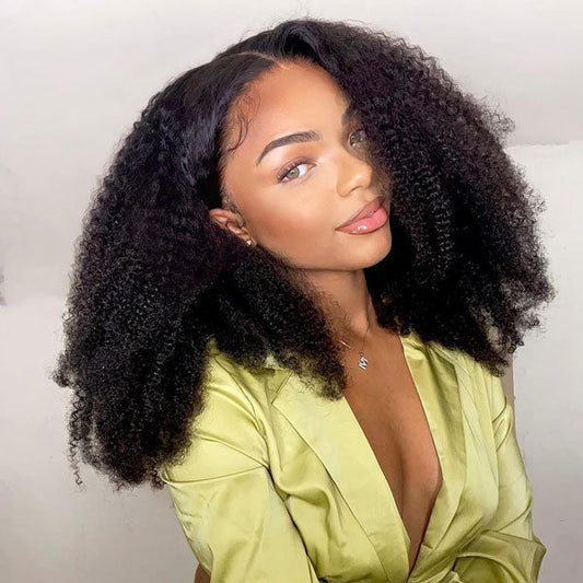 Clearance Sale Afro Curly 10x6 Wear Go Glueless Wigs Pre Cut Lace Human Hair Wigs