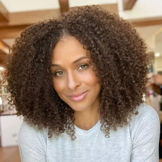 Colored V Part Wigs #2 #4 Curly Human Hair Wigs Natural Looking Guleless Wigs