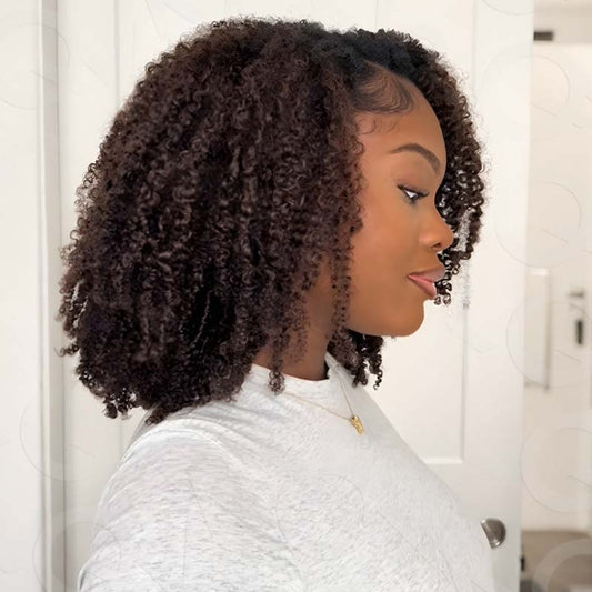 Colored V Part Wigs #2 #4 Curly Human Hair Wigs Natural Looking Guleless Wigs