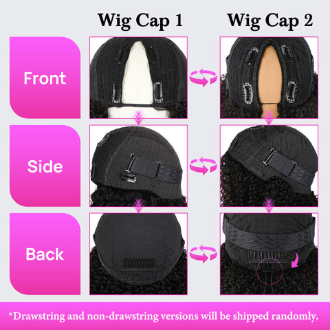 Vshow Glueless Wigs V Part Afro Curly Wig No Leave Out Thin Part Human Hair Wig With Drawstring Beginner Friendly