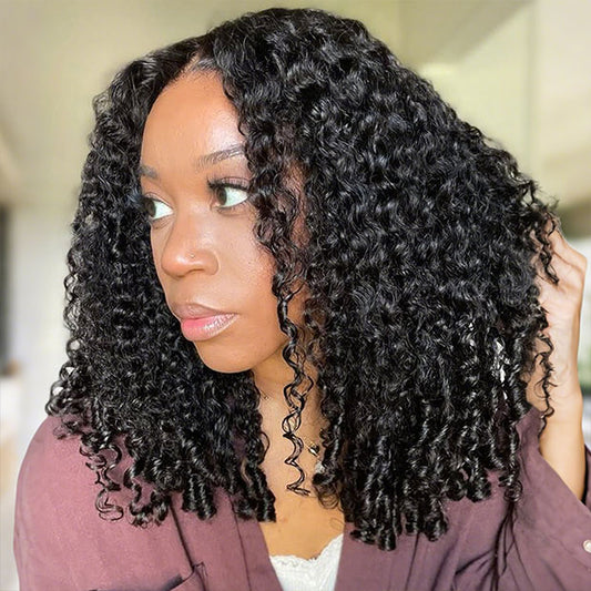 Burmese Curly Hair 9x6 T Part Lace Glueless Human Hair Wigs For Women 250% Density Deep Part Wig