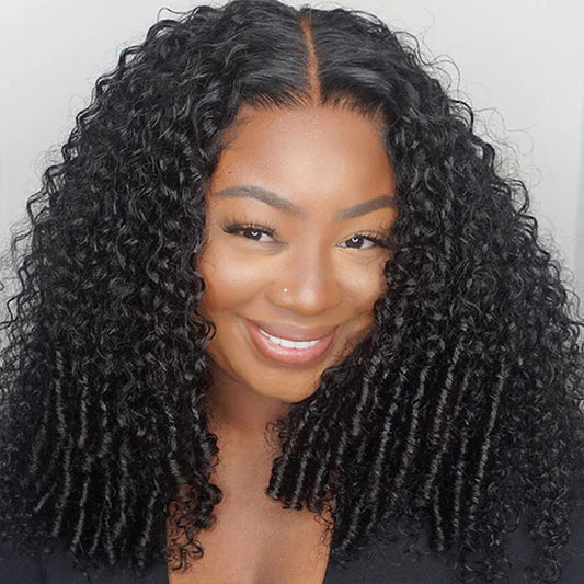 Vshow Hair Burmese Curly Hair 7x5 Wear Go Glueless Human Hair Wigs Bleached Knots With Adjustable Drawstring
