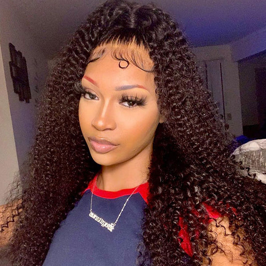 VSHOW Curly Hair Invisible Swiss HD Lace Kinky Curly HD Undetectable Transparent Lace Frontal Wigs