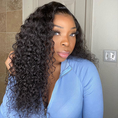VSHOW Water Wave Human Hair 4x4/5x5 Lace Closure Wigs 150% Density Bleached Knots