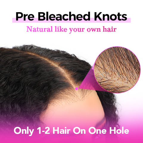 VSHOW Kinky Curly Ear To Ear Wear Go Glueless Human Hair Wigs Bleached Knots 13x6 Pre Cut Lace Front Wigs With Drawstring