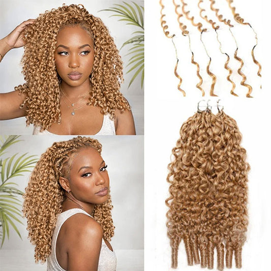 Knotless #27 Honey Blonde Burmese Curly Crochet Braid Hair For Miracle Knots Feather Soft Light Weight 50g/pack