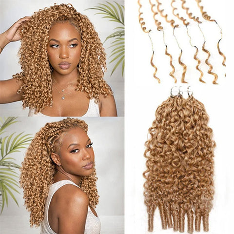 Knotless #27 Honey Blonde Burmese Curly Crochet Braid Hair For Miracle Knots Feather Soft Light Weight 50g/pack