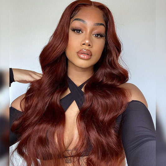 Reddish Brown Body Wave Wear Go Glueless Wigs Pre-cut 4x6 Lace Wig