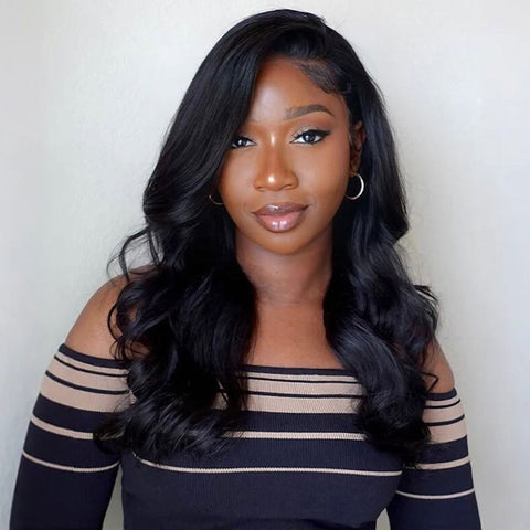 [C Part Design] Bleached Knots Body Wave Wear Go Glueless Wigs Pre Cut Lace Wigs With Drawstring 180% Density Layered Cut Body Wave Wigs For Women