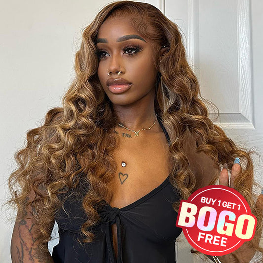 VSHOW Body Wave 4/27 Highlights Human Hair Wig 4x6 Pre Cut Lace Front Wigs For Women