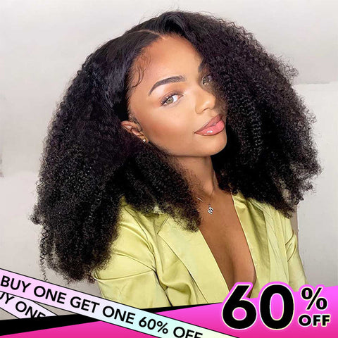 Afro Curly 13X4 Lace Front Wigs Transparent Lace Human Hair Wigs For Black Women