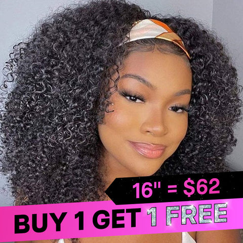 VSHOW 180% Density Afro Curly Headband Wigs Glueless Human Hair Wigs for Women