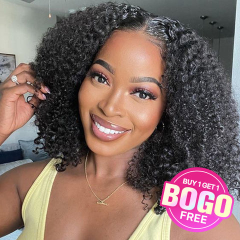 VSHOW Short Bob Kinky Curly Human Hair Wigs 13x4 Lace Front Wigs For Women