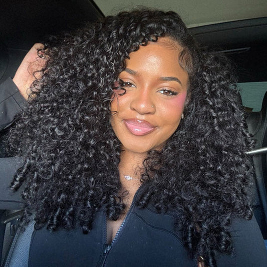 Vshow Bouncy Spiral Curls 3 In 1 Half Wigs 250% Density Flip Over Human Hair Wigs For Women