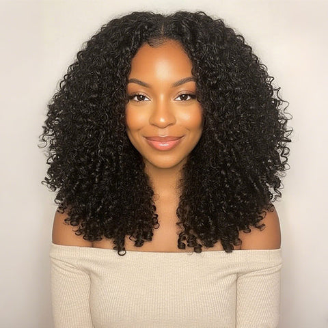 Vshow Bouncy Spiral Curls Glueless Human Hair Wigs 7x5 Pre Cut Lace Wear Go Wigs With Drawstring