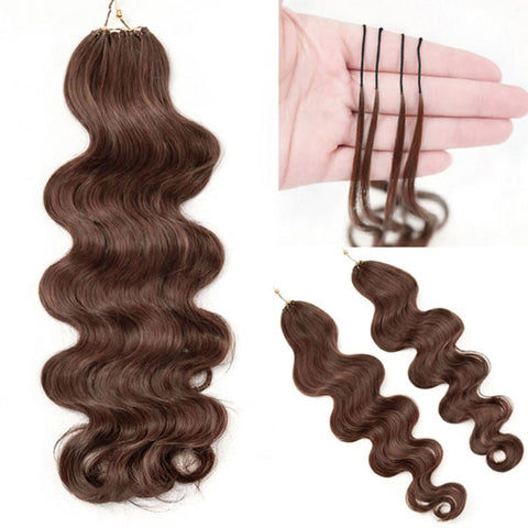 Body Wave Crochet Braid Hair Chocolate Brown Color Feather Soft Mermaid Braids Crochet Human Hair Extensions Pre-Separated For Miracle Knots