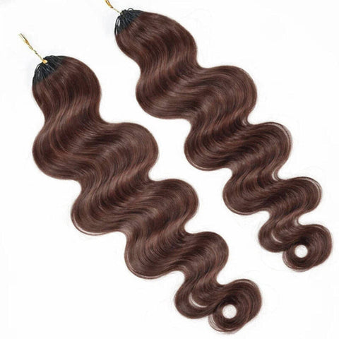 Body Wave Crochet Braid Hair Chocolate Brown Color Feather Soft Mermaid Braids Crochet Human Hair Extensions Pre-Separated For Miracle Knots