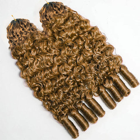 Knotless #30 Brown Burmese Curly Crochet Braid Hair For Miracle Knots Invisiable String Feather Soft Light Weight