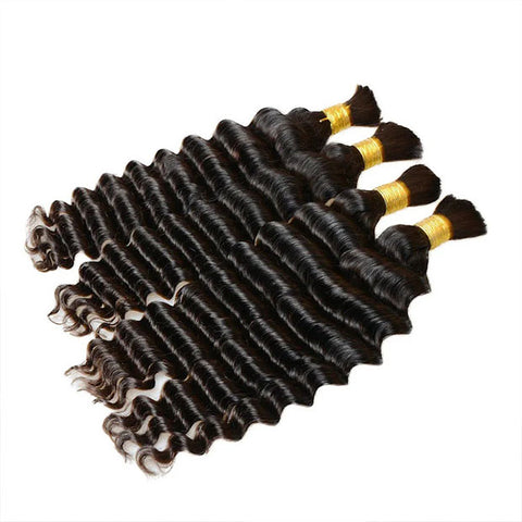 Seamless Deep Wave Crochet Hair Bulk No Weft Virgin Human Hair Extension Natural Black